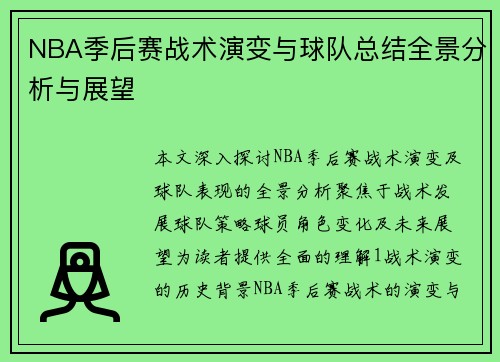 NBA季后赛战术演变与球队总结全景分析与展望